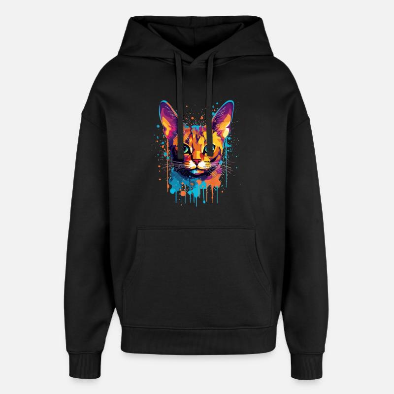 Bunte Splash-Kunst Abessinianisches Katzengesicht - Oversized Unisex Hoodie von Stanley/Stella - Schwarz