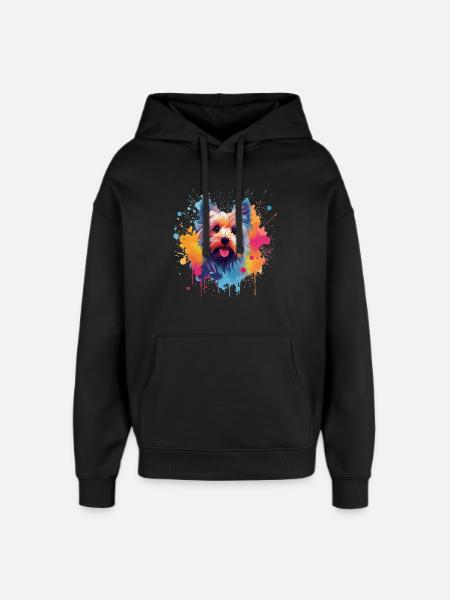 Yorkshire Terrier Bunte Hunde-Splash-Art - Oversized Unisex Hoodie von Stanley/Stella - Schwarz