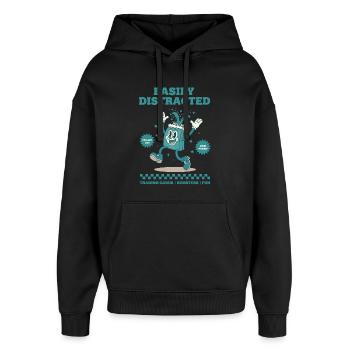 Leicht ablenkbare Sammelkarten-Booster-Spaßpaket - Oversized Unisex Hoodie von Stanley/Stella - Schwarz - Vorne - AI Model Female 172 light (172cm) & AI Model Male 185 light (185cm)
