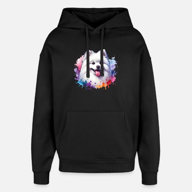 Spitz Pomeranian Motif - Oversized Unisex Hoodie by Stanley/Stella - black