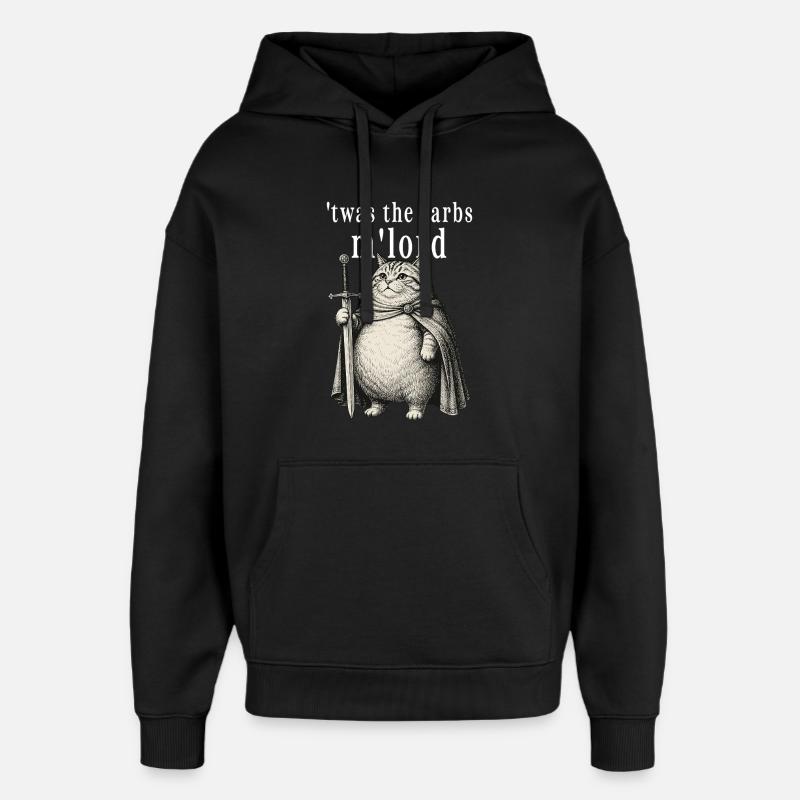 C’était les glucides, mon seigneur Funny Cat Médiéval - Sweat à capuche unisexe Stanley/Stella Oversized - noir