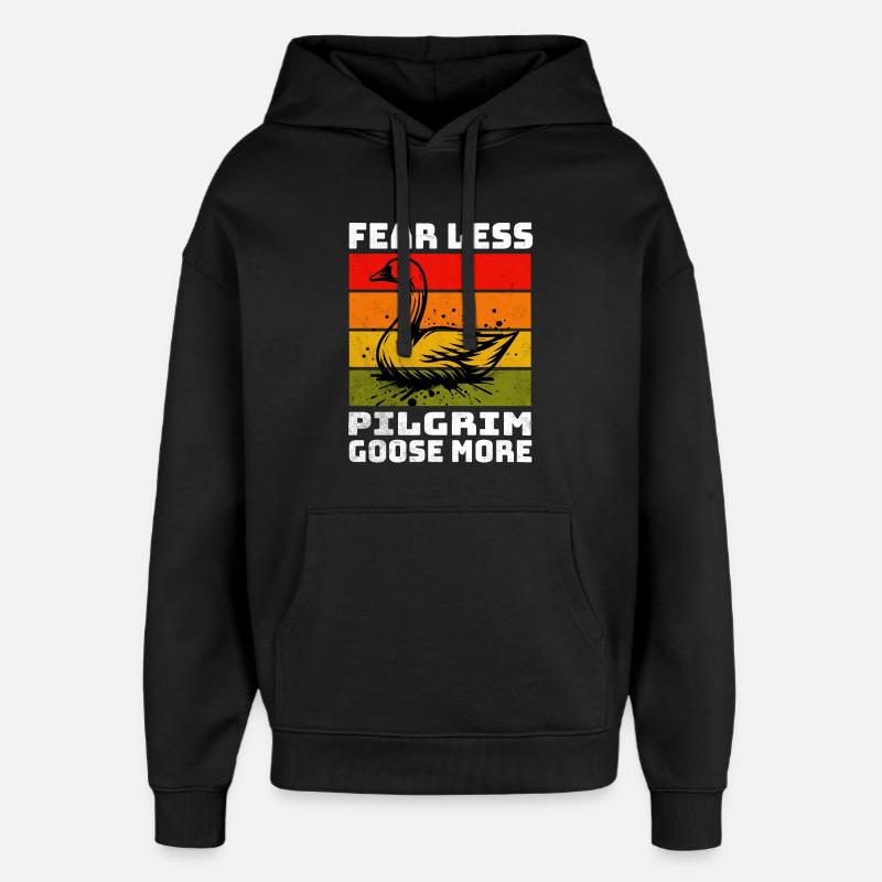 Pèlerins Oies Pèlerins Gans - Sweat à capuche unisexe Stanley/Stella Oversized - noir