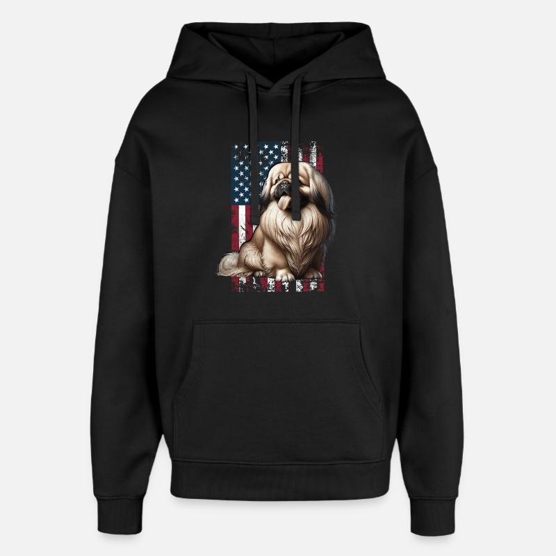 Pékinois américains - Sweat à capuche unisexe Stanley/Stella Oversized - noir