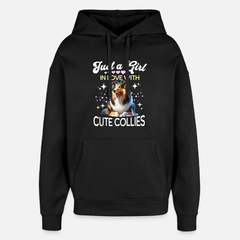 Langhaar Collie Mädchen - Oversized Unisex Hoodie von Stanley/Stella - Schwarz