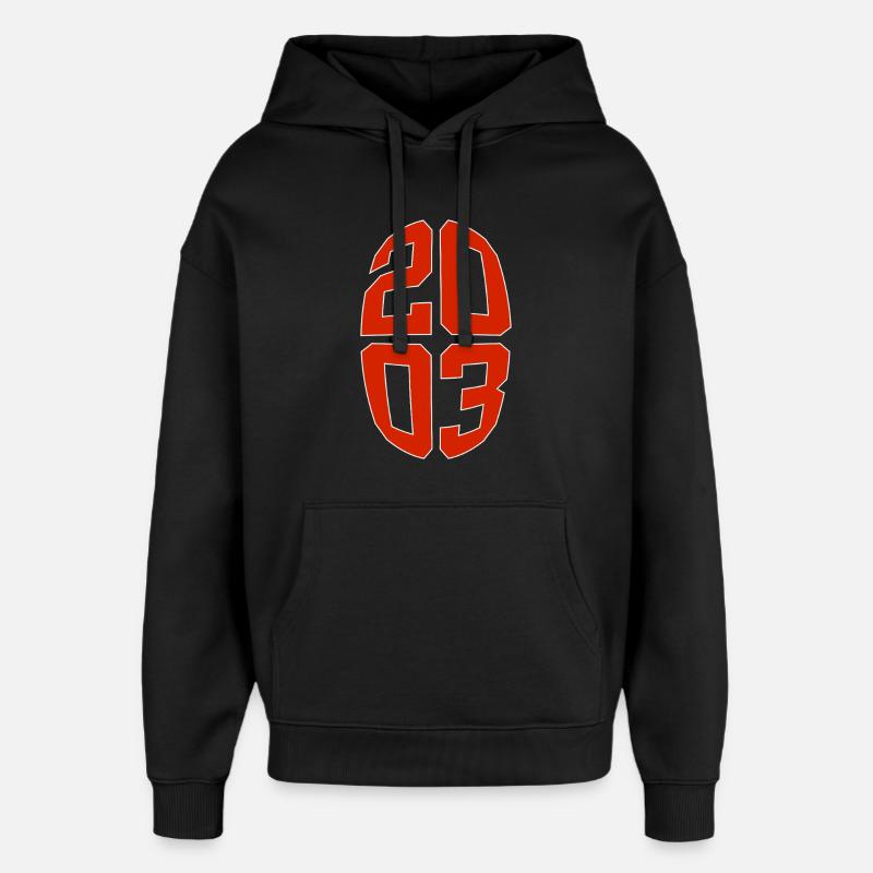 23 ANS 2003 23E ANNIVERSAIRE - Sweat à capuche unisexe Stanley/Stella Oversized - noir