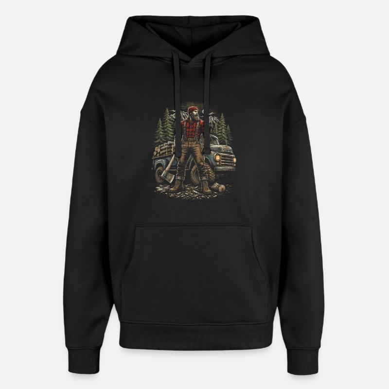 Bûcherons, coupe-arbres, bûcherons, - Sweat à capuche unisexe Stanley/Stella Oversized - noir