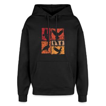 Eagle Retro Animal Print - Oversized Unisex Hoodie by Stanley/Stella - black - Front - AI Model Female 172 light (172cm) & AI Model Male 185 light (185cm)