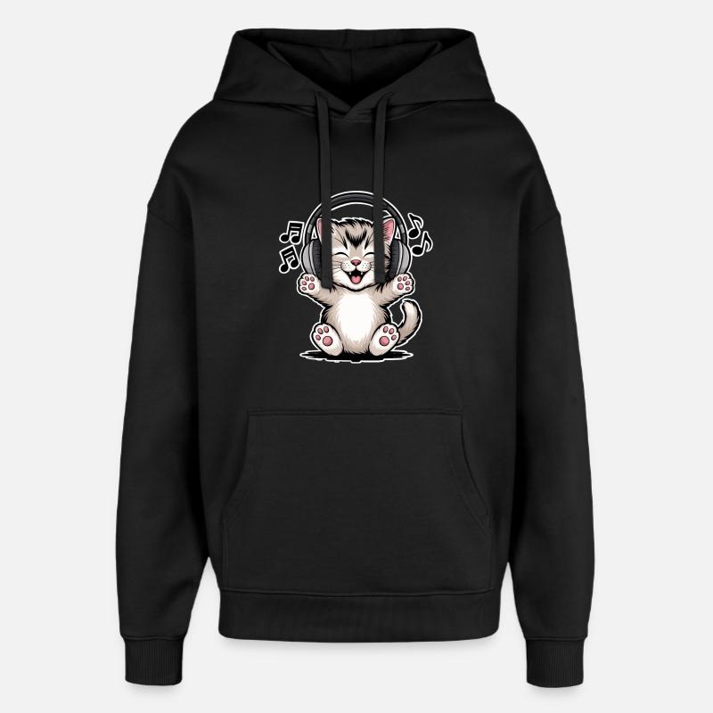 Musique des chats - Sweat à capuche unisexe Stanley/Stella Oversized - noir