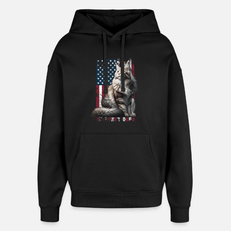 Maine Coon US Maine Coon - Sweat à capuche unisexe Stanley/Stella Oversized - noir