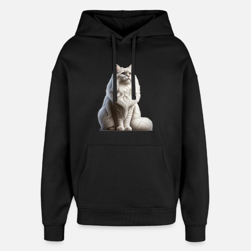 Chat angora turc - Sweat à capuche unisexe Stanley/Stella Oversized - noir