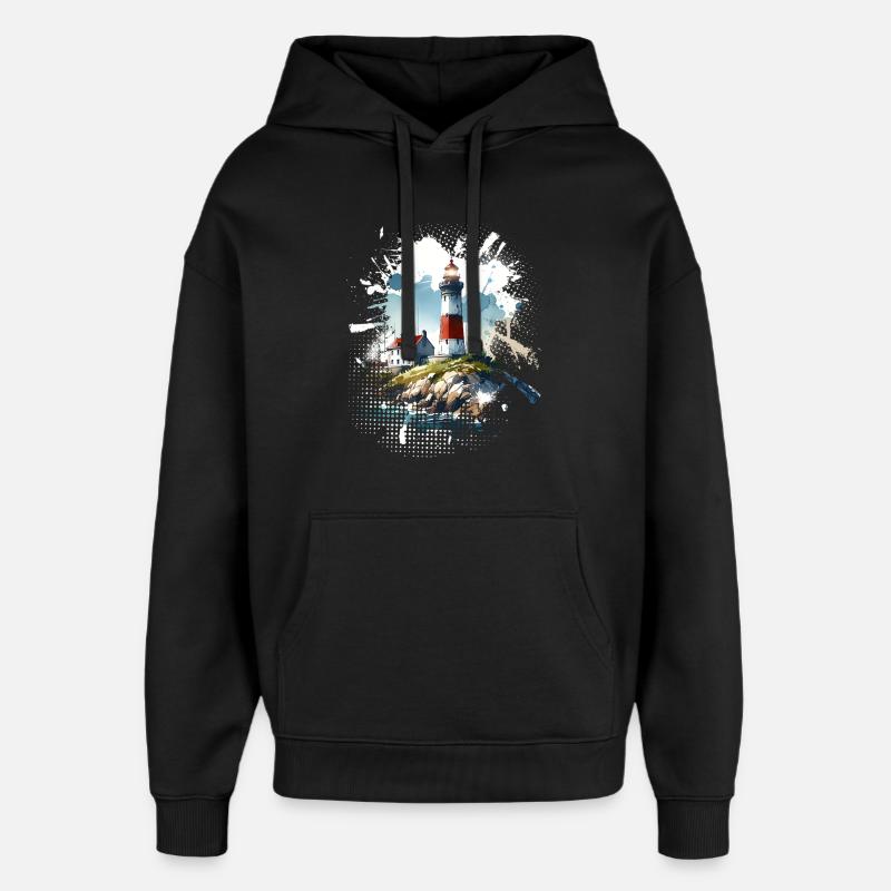 lighthouse - Oversized Unisex Hoodie by Stanley/Stella - black