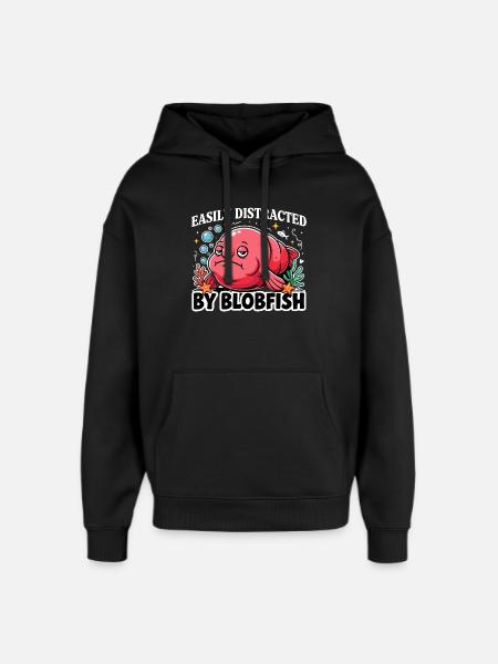 Easily Distracted By Blobfish Lustiger Blobfisch - Oversized Unisex Hoodie by Stanley/Stella - black