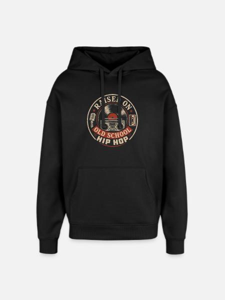 Opgegroeid met Old School Hip Hop | Retro Muziek - Stanley/Stella Oversized Unisex Hoodie - zwart