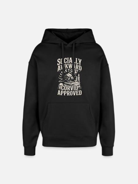 Socially Awkward Owls Design - Oversized Unisex Hoodie by Stanley/Stella - black