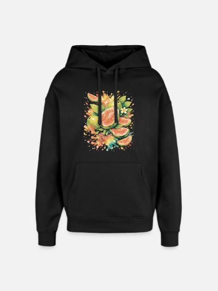 Goyave Tropique Fruit Exotique Splash Art - Sweat à capuche unisexe Stanley/Stella Oversized - noir