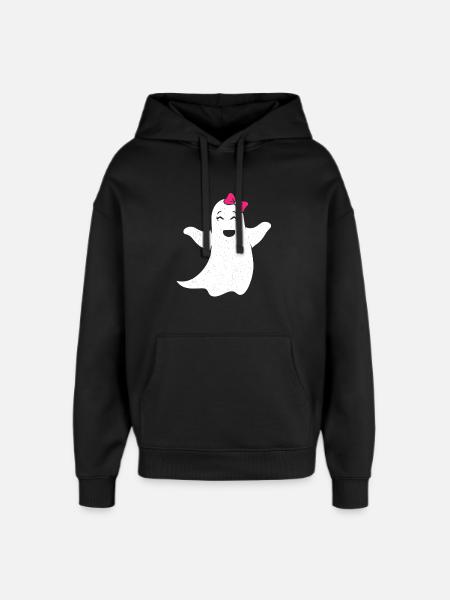Ghost girl with pink bow - Oversized Unisex Hoodie by Stanley/Stella - black