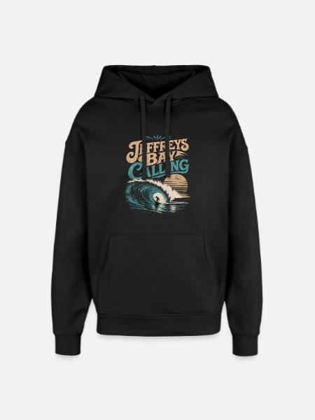 Jeffreys Bay Surfing - Oversized Unisex Hoodie by Stanley/Stella - black
