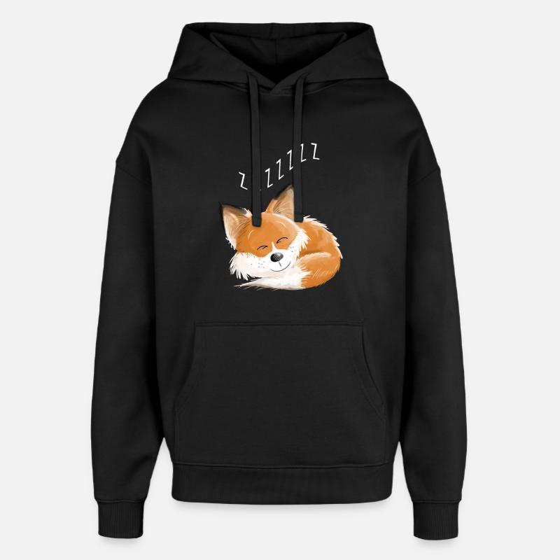 Fox sover - drøm - drømme - ræve - Hættetrøje unisex Stanley/Stella Oversized - sort