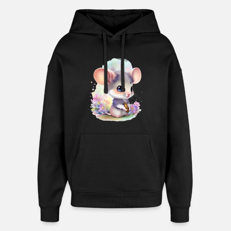 Souris mignonne - Sweat à capuche unisexe Stanley/Stella Oversized - noir