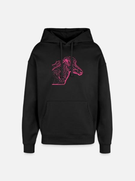 Cheval rose rose - Sweat à capuche unisexe Stanley/Stella Oversized - noir