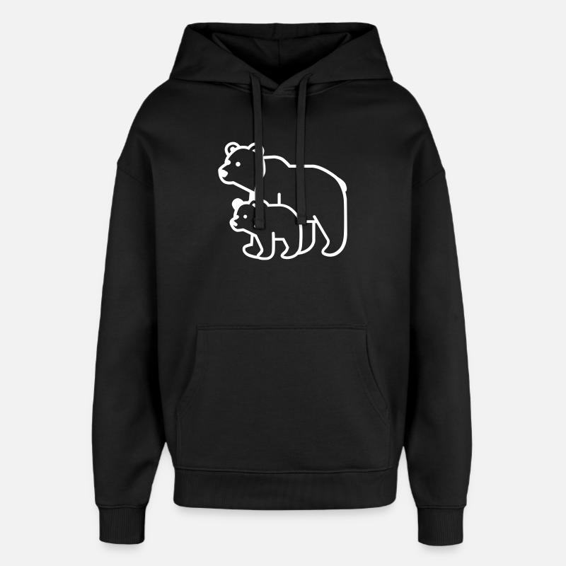 Maman ours, papa ours - Sweat à capuche unisexe Stanley/Stella Oversized - noir