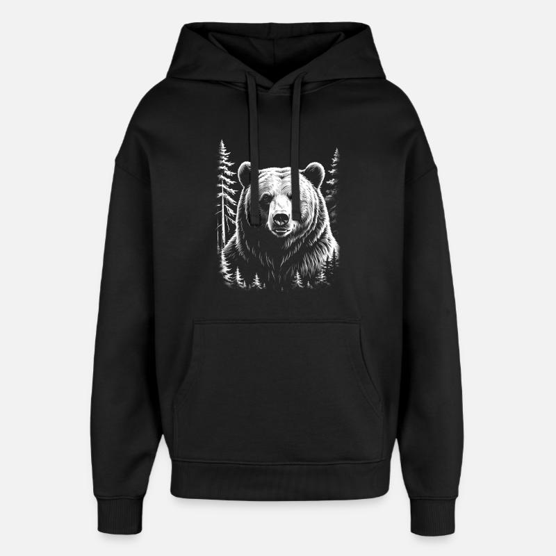 Ours, Forêt - Sweat à capuche unisexe Stanley/Stella Oversized - noir