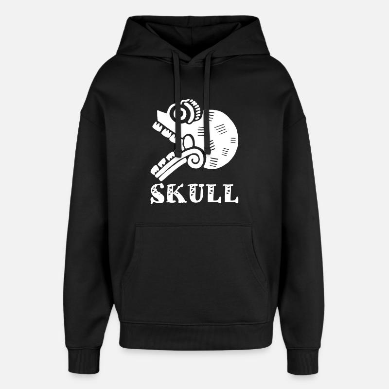 Crâne tribal blanc - Sweat à capuche unisexe Stanley/Stella Oversized - noir