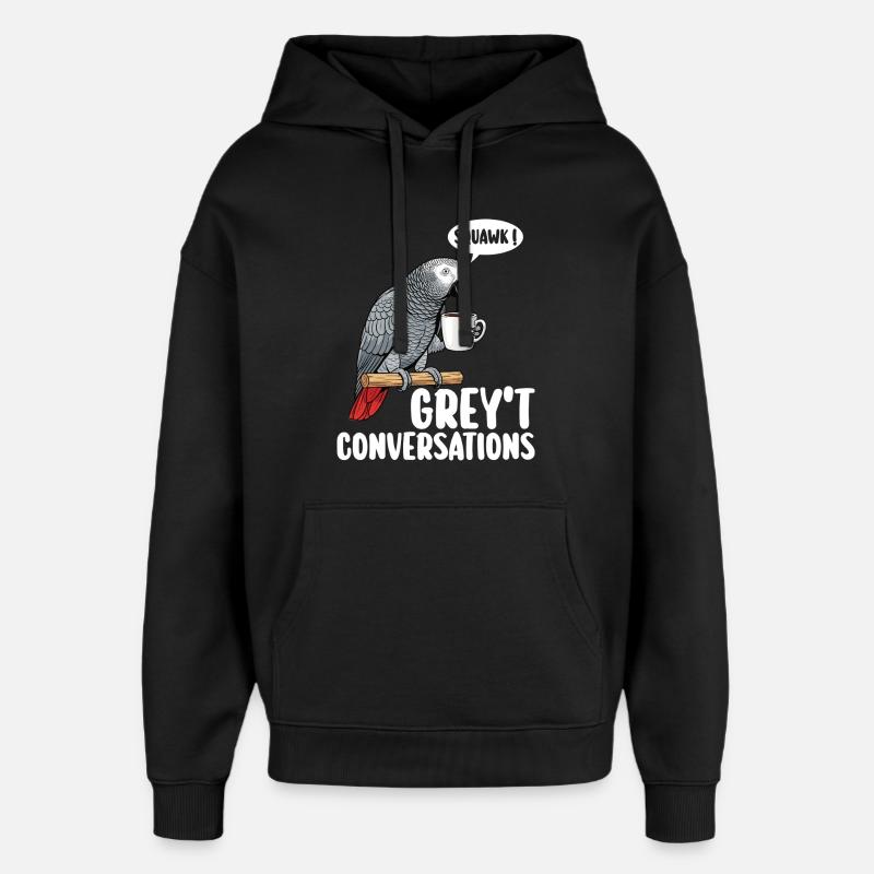 Oiseau Perroquet Gris D'Afrique Humour - Sweat à capuche unisexe Stanley/Stella Oversized - noir