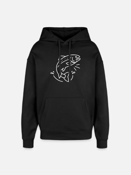 Jumping Trout Fish Fishing Action - Oversized Unisex Hoodie by Stanley/Stella - black
