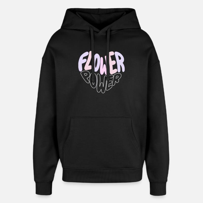 Pastel Flower Power Rétro - Sweat à capuche unisexe Stanley/Stella Oversized - noir