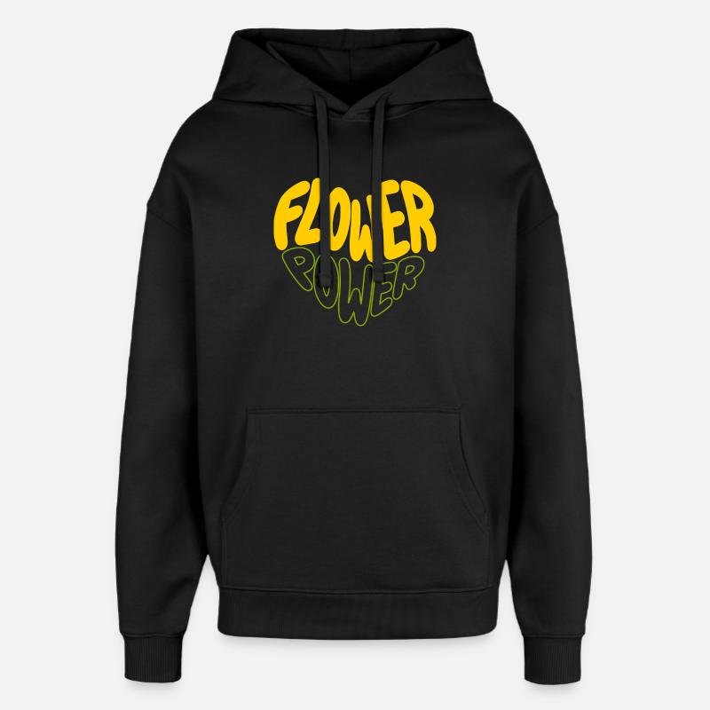 Flower Power Imprimé rétro - Sweat à capuche unisexe Stanley/Stella Oversized - noir
