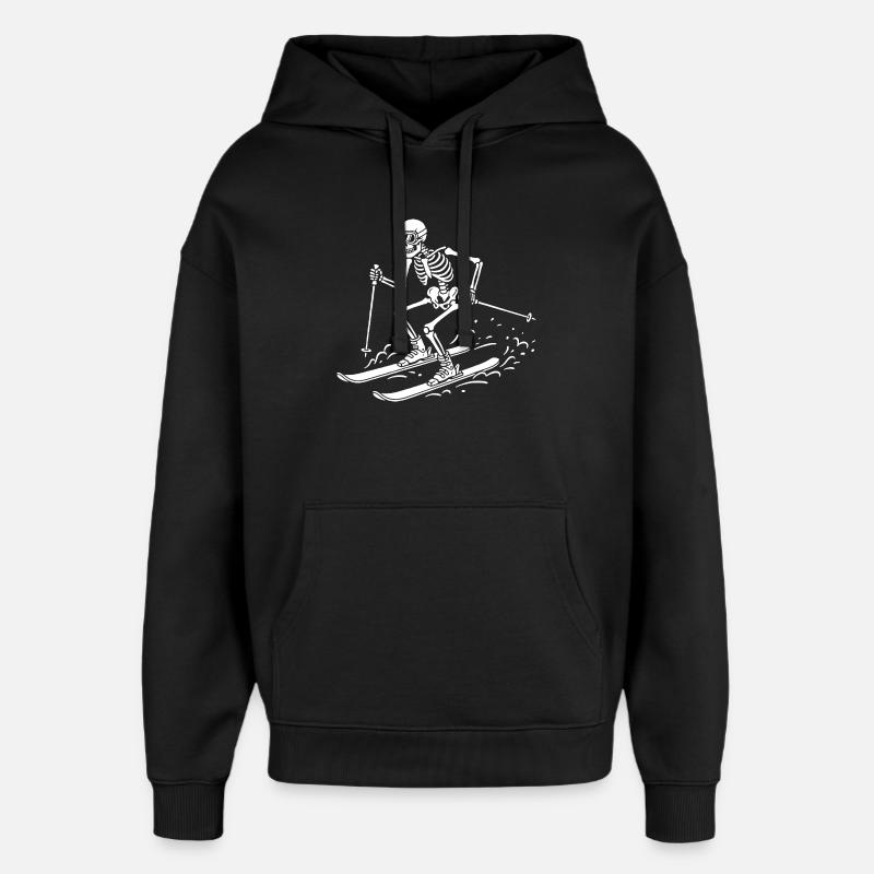 Skelettskifahrer auf Schneewellen - Oversized Unisex Hoodie von Stanley/Stella - Schwarz