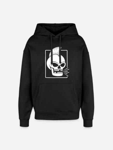 Punk Rock Skull With Mohawk - Oversized Unisex Hoodie by Stanley/Stella - black