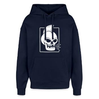 Punk Rock Skull With Mohawk - Oversized Unisex Hoodie by Stanley/Stella - navy - Front - AI Model Female 172 light (172cm) & AI Model Male 185 light (185cm)
