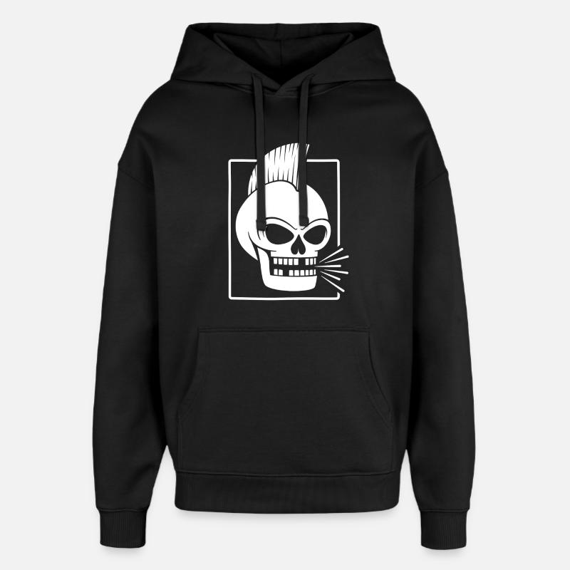 Punk Rock Skull With Mohawk - Oversized Unisex Hoodie by Stanley/Stella - black