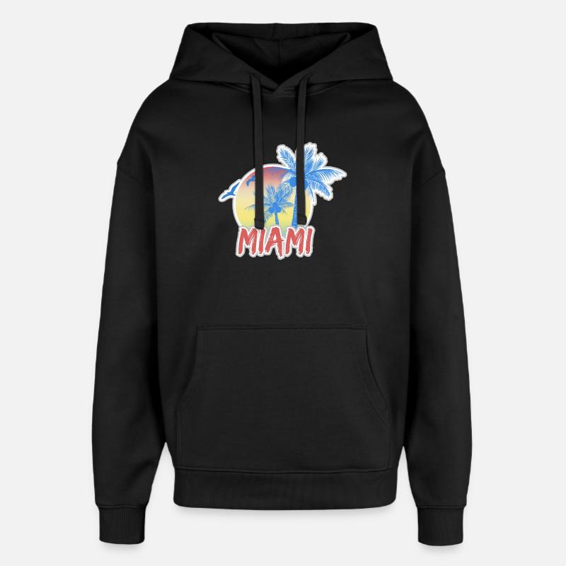 Miami Beach - Sweat à capuche unisexe Stanley/Stella Oversized - noir