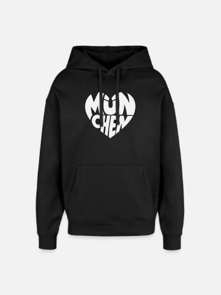Munich Heart Logo Typography - Oversized Unisex Hoodie by Stanley/Stella - black