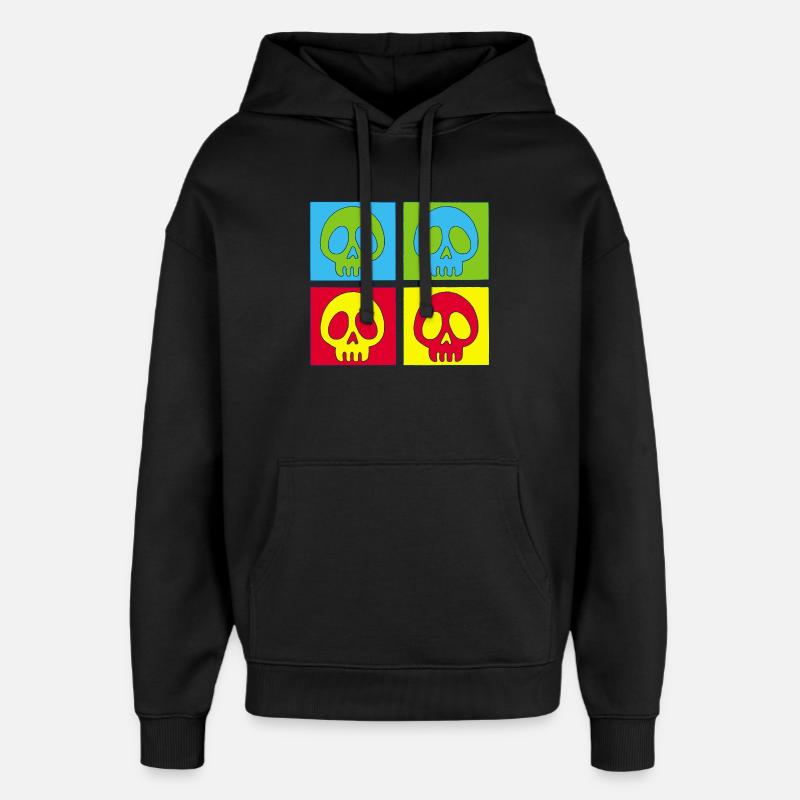Crânes et quadrichromie - Sweat à capuche unisexe Stanley/Stella Oversized - noir