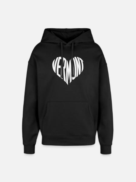 Vermont, USA Heart Typography - Oversized Unisex Hoodie by Stanley/Stella - black