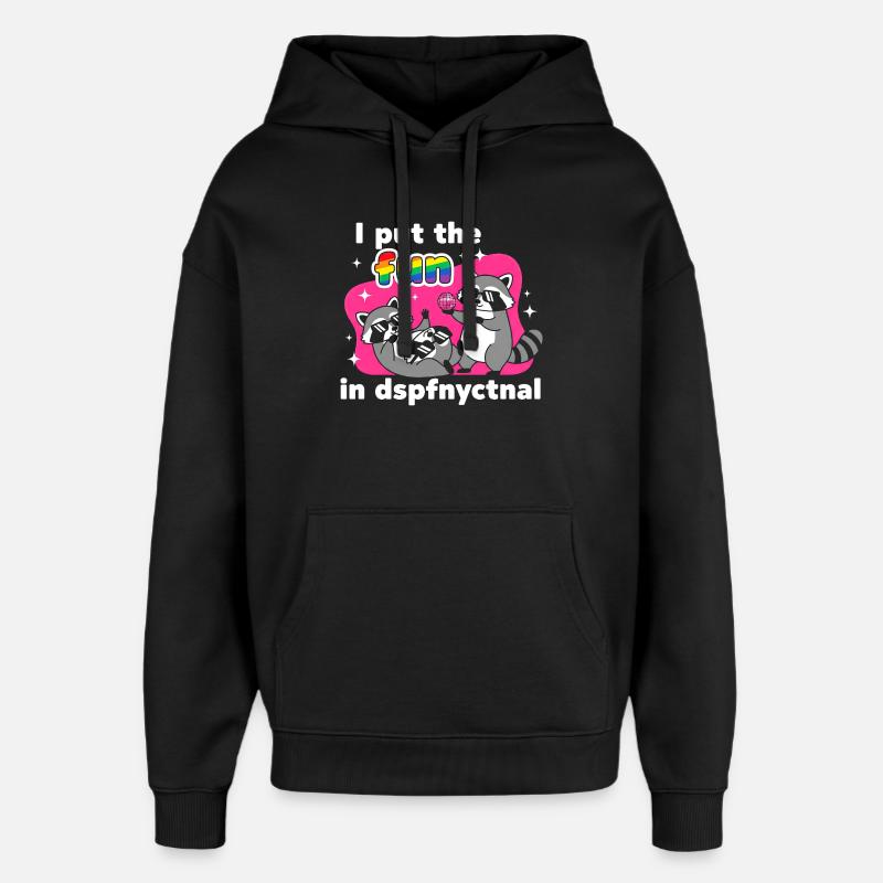Disco Raccoons : Rainbow Fun - Sweat à capuche unisexe Stanley/Stella Oversized - noir