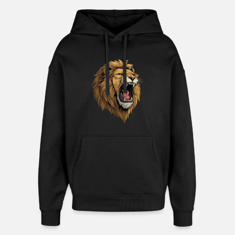 Rugissement de tête de lion - Sweat à capuche unisexe Stanley/Stella Oversized - noir