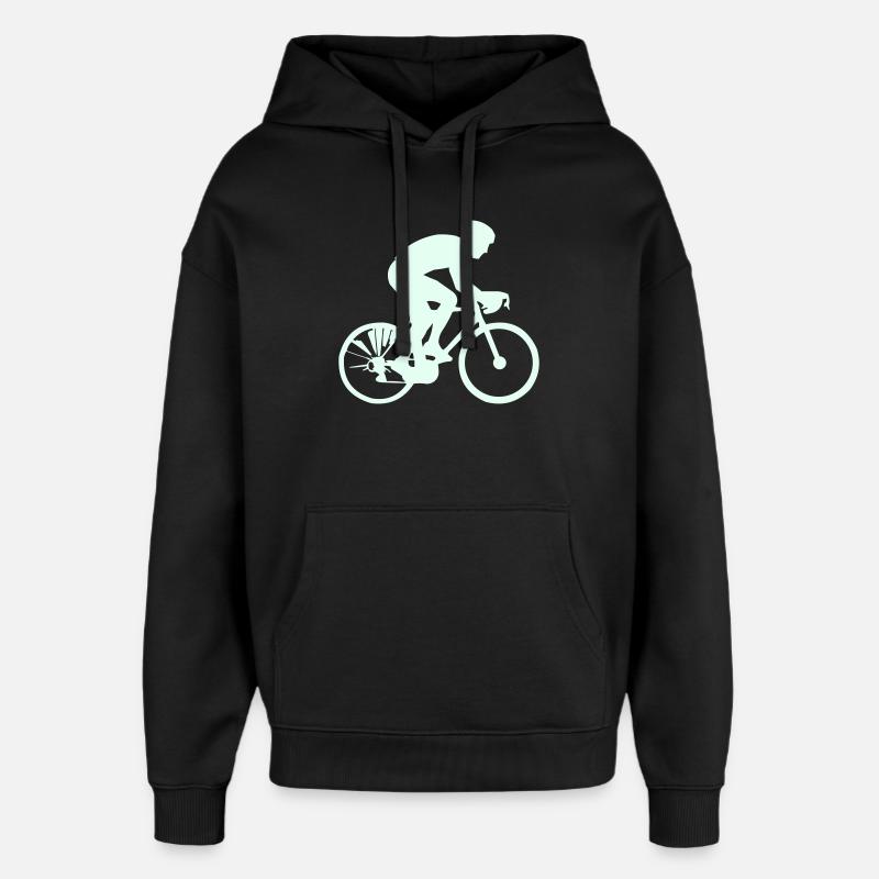 Cyclist Silhouette Mint - Oversized Unisex Hoodie by Stanley/Stella - black