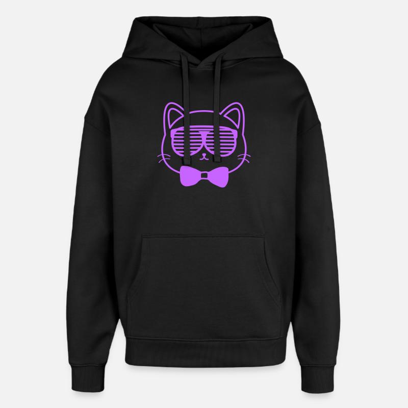 Cat with sunglasses - Oversized Unisex Hoodie by Stanley/Stella - black
