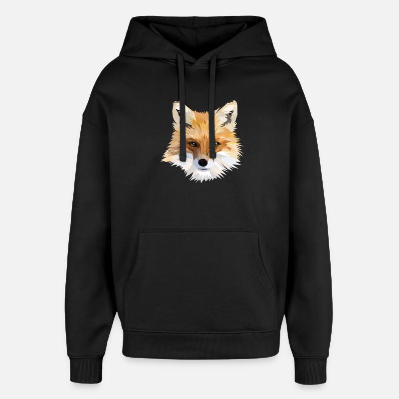 Tête de renard polygonale - Sweat à capuche unisexe Stanley/Stella Oversized - noir