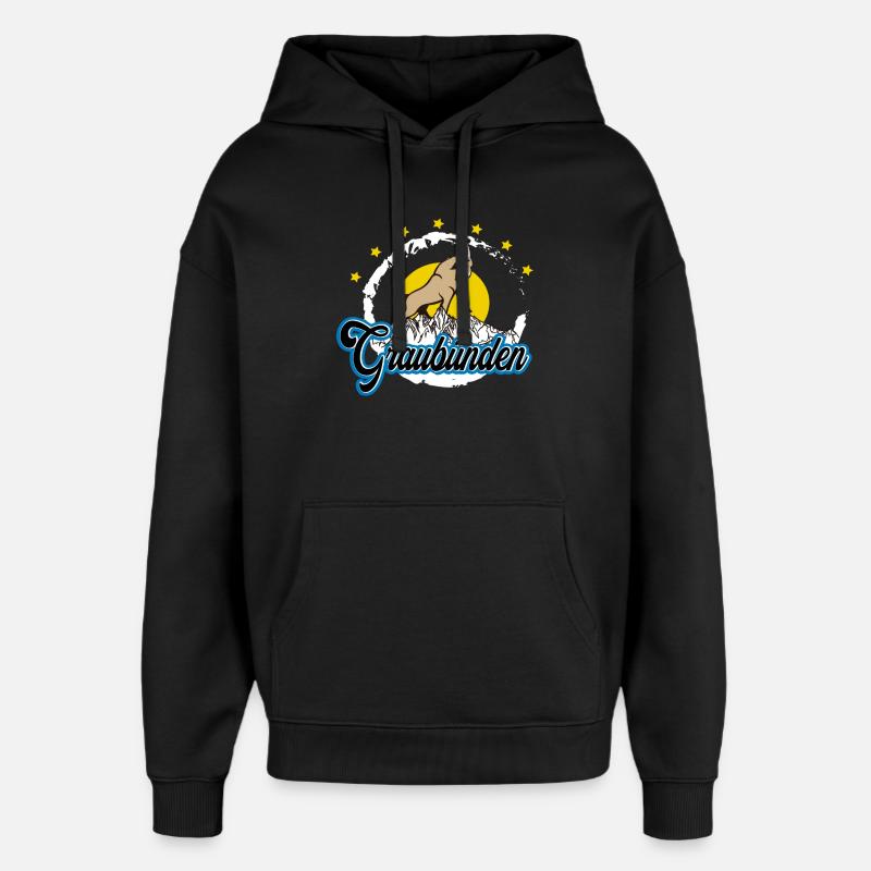 Graubünden Steinbock Summit - Oversized Unisex Hoodie von Stanley/Stella - Schwarz
