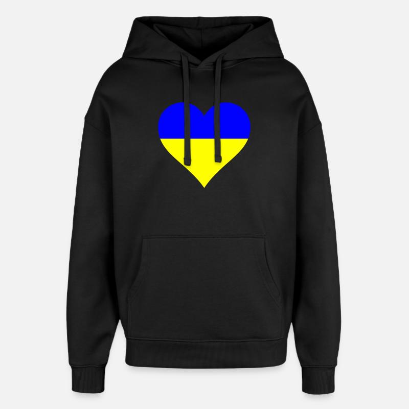 Cœur pour l’Ukraine - Sweat à capuche unisexe Stanley/Stella Oversized - noir