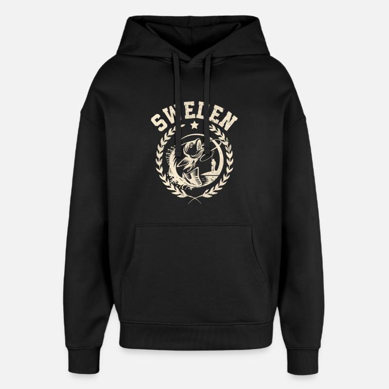Suède Pêche Pêcheur Pêcheur - Sweat à capuche unisexe Stanley/Stella Oversized - noir