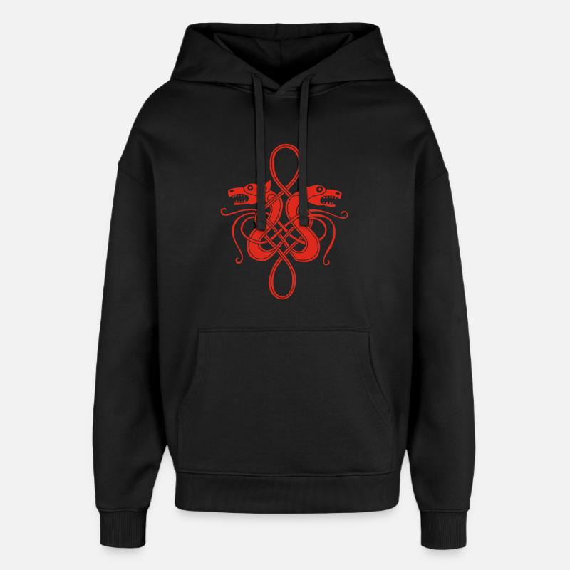 Hydre viking rouge - Sweat à capuche unisexe Stanley/Stella Oversized - noir