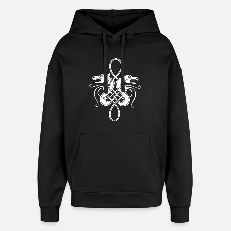 Weiße Wikinger-Hydra - Oversized Unisex Hoodie von Stanley/Stella - Schwarz