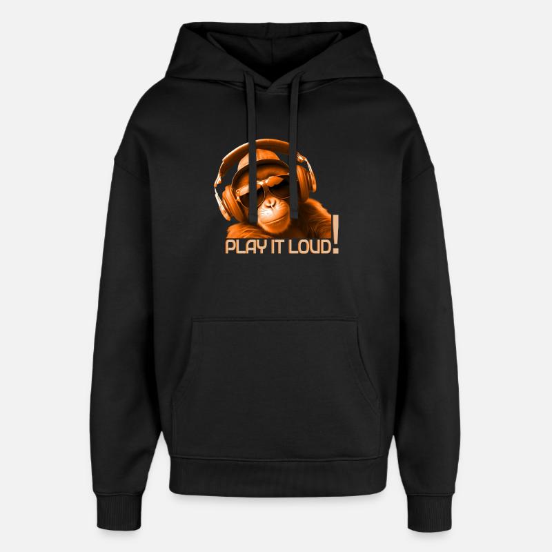 Play It Loud Affe DJ - Oversized Unisex Hoodie von Stanley/Stella - Schwarz